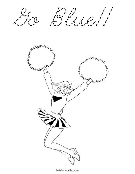 Cheerleader Jumping with Pom Poms Coloring Page