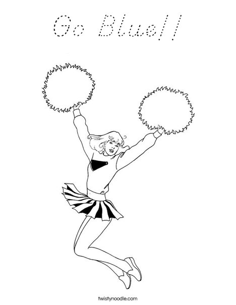 Cheerleader Jumping with Pom Poms Coloring Page