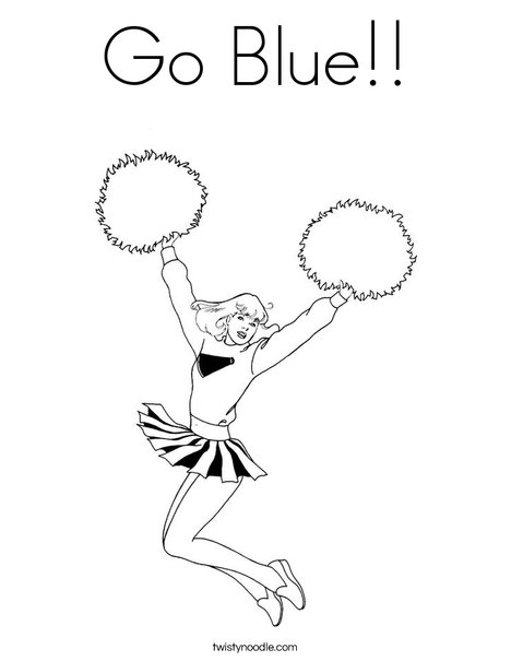 Cheerleader Jumping with Pom Poms Coloring Page
