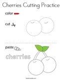 Cherries Cutting Practice Coloring Page