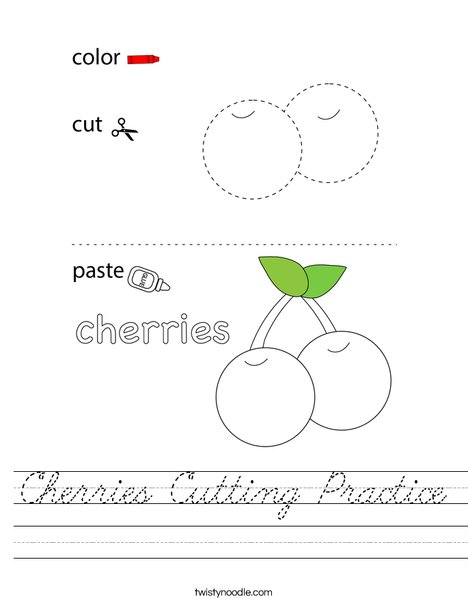 Cherries Cutting Practice Worksheet