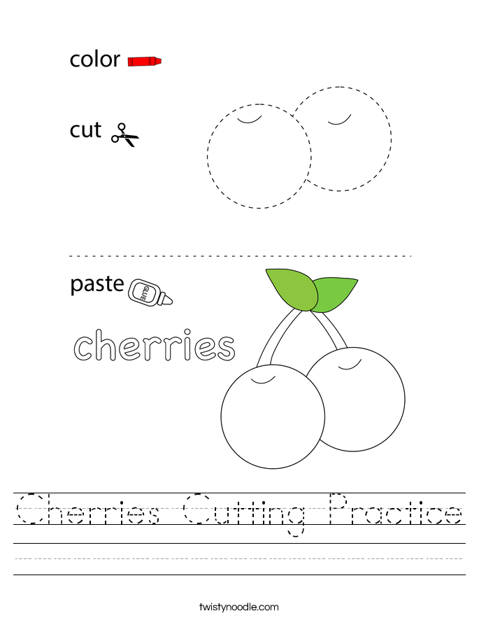Cherries Cutting Practice Worksheet