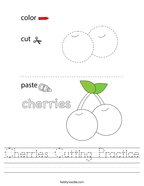 Cherries Cutting Practice Handwriting Sheet