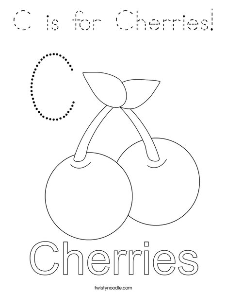 Cherries starts with C! Coloring Page