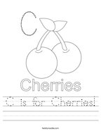 C is for Cherries Handwriting Sheet