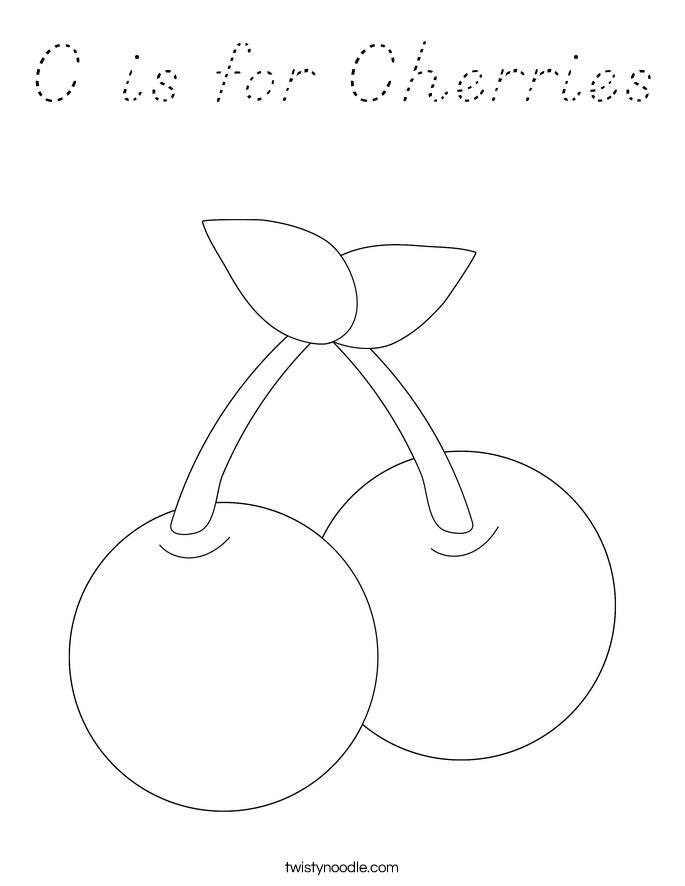 C is for Cherries Coloring Page