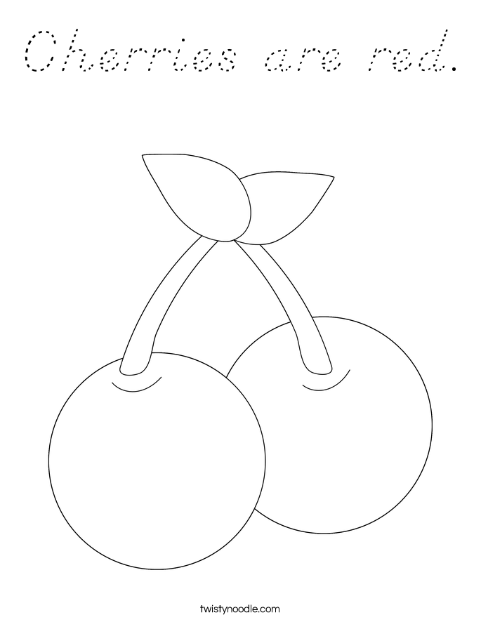 Cherries are red. Coloring Page