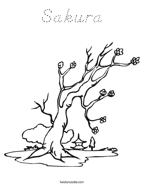 Cherry Blossom Tree Coloring Page