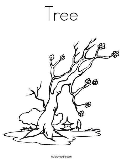 Cherry Blossom Tree Coloring Page