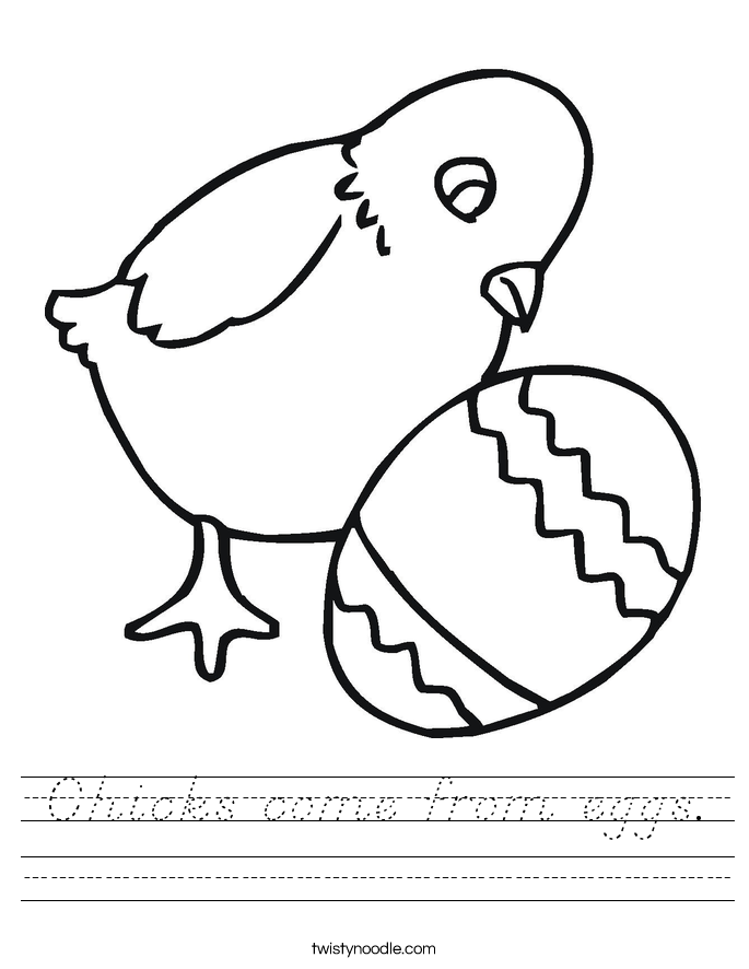 Chicks come from eggs. Worksheet