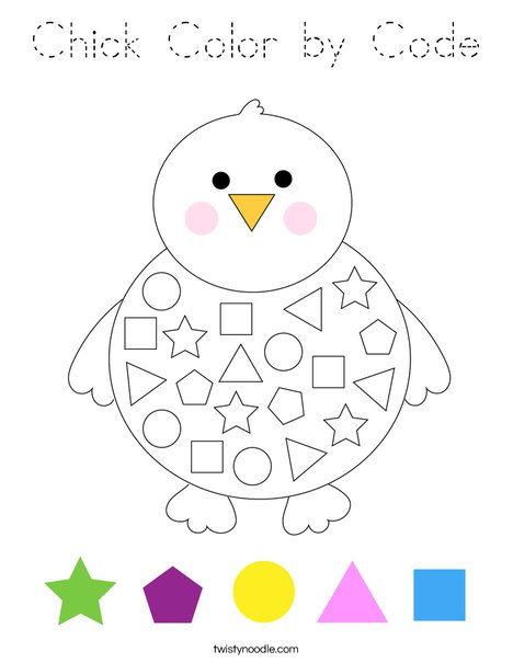 Chick Color by Code Coloring Page