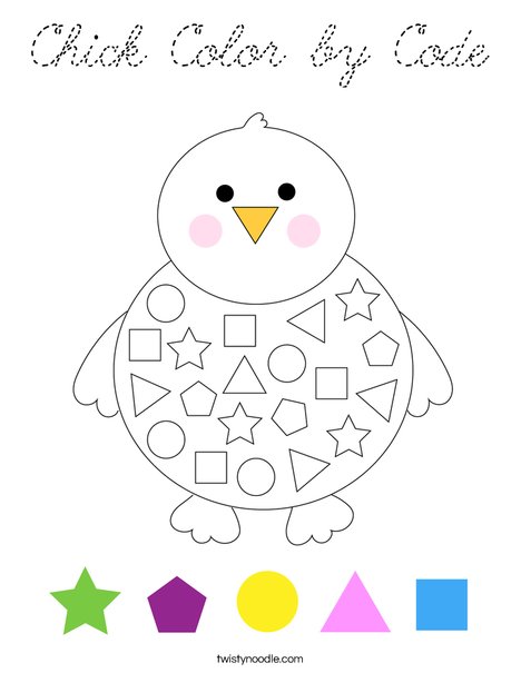 Chick Color by Code Coloring Page