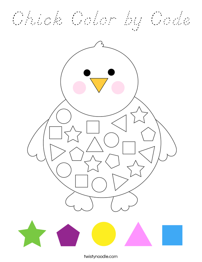 Chick Color by Code Coloring Page