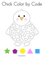 Chick Color by Code Coloring Page