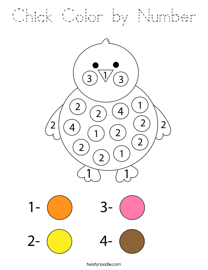 Chick Color by Number Coloring Page