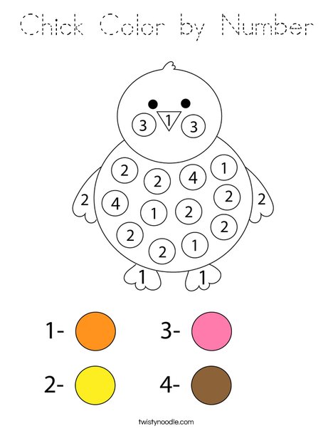 Chick Color by Number Coloring Page