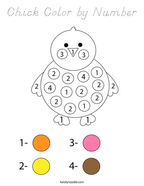 Chick Color by Number Coloring Page