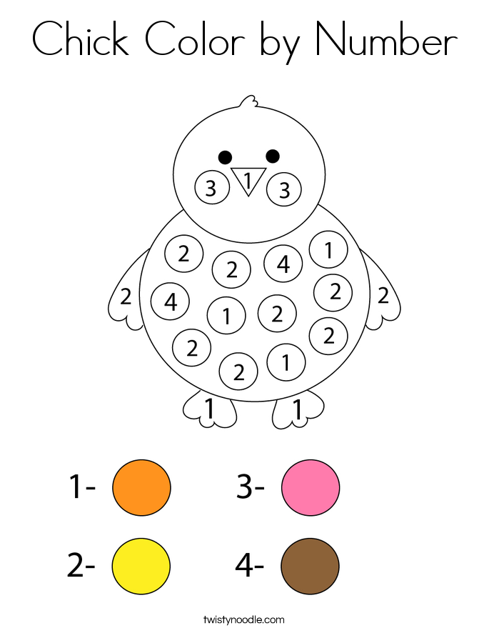 Chick Color by Number Coloring Page