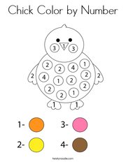 Chick Color by Number Coloring Page