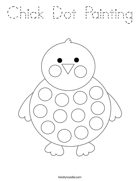 Chick Dot Painting Coloring Page