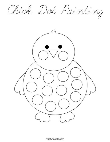 Chick Dot Painting Coloring Page