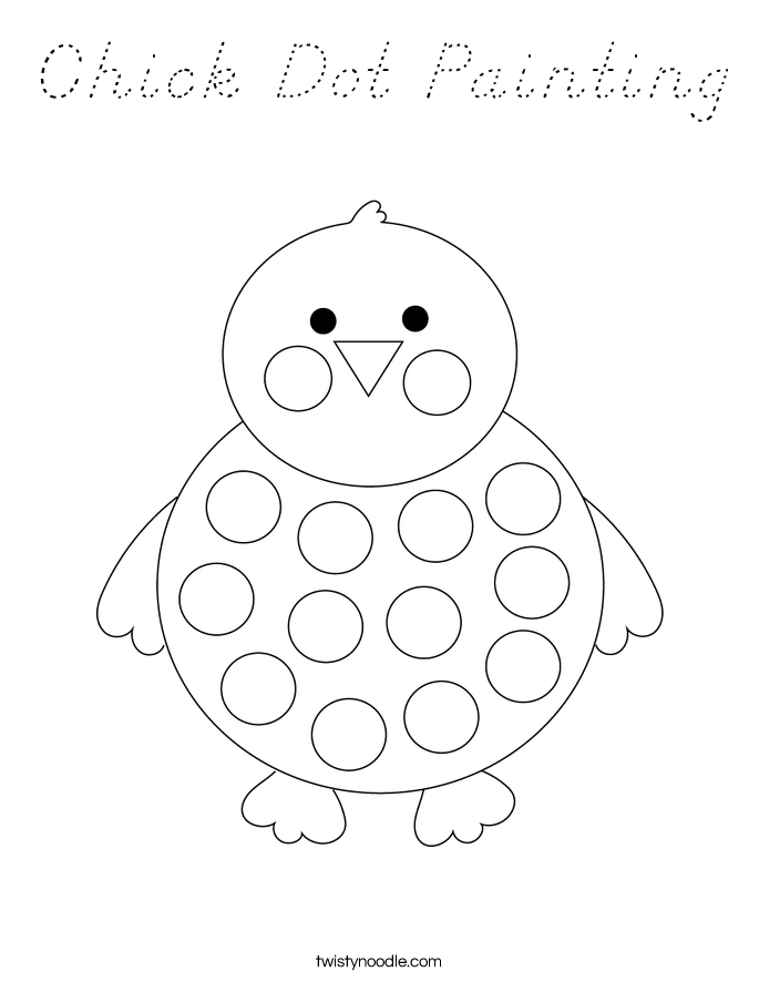 Chick Dot Painting Coloring Page