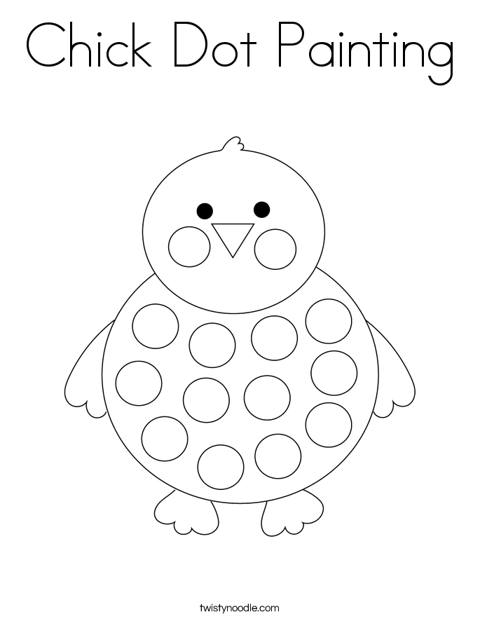 Chick Dot Painting Coloring Page