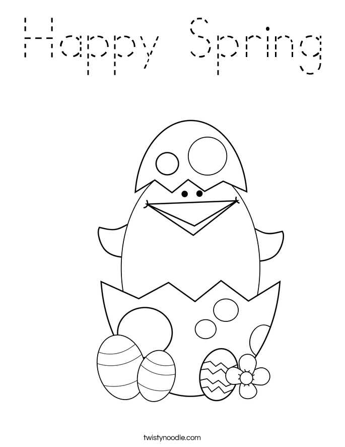 Happy Spring Coloring Page