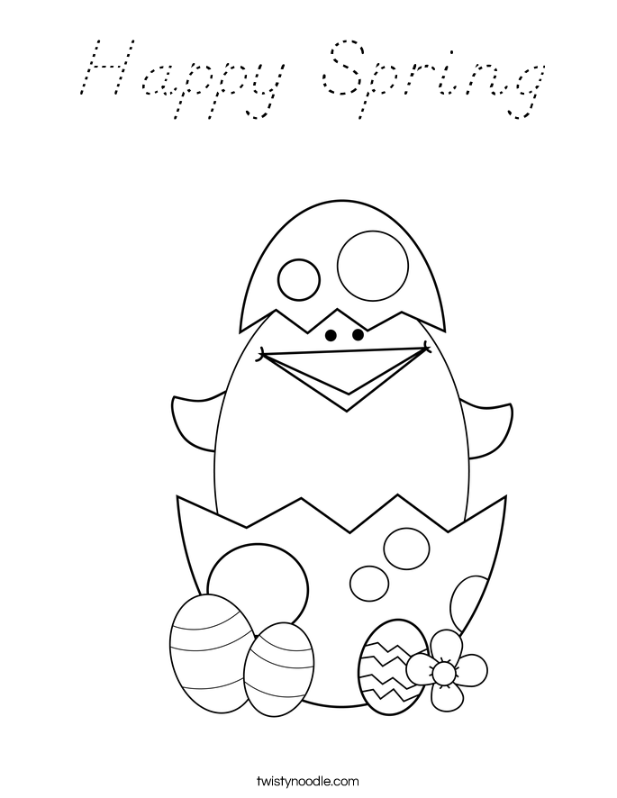 Happy Spring Coloring Page