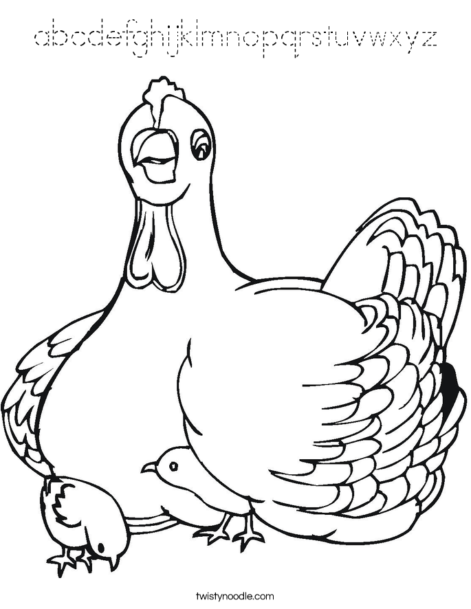 abcdefghijklmnopqrstuvwxyz Coloring Page