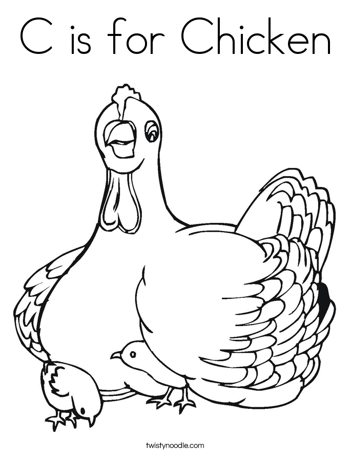 C is for Chicken Coloring Page