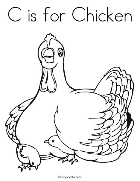 Chicken with Chicks Coloring Page