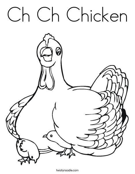 Chicken with Chicks Coloring Page