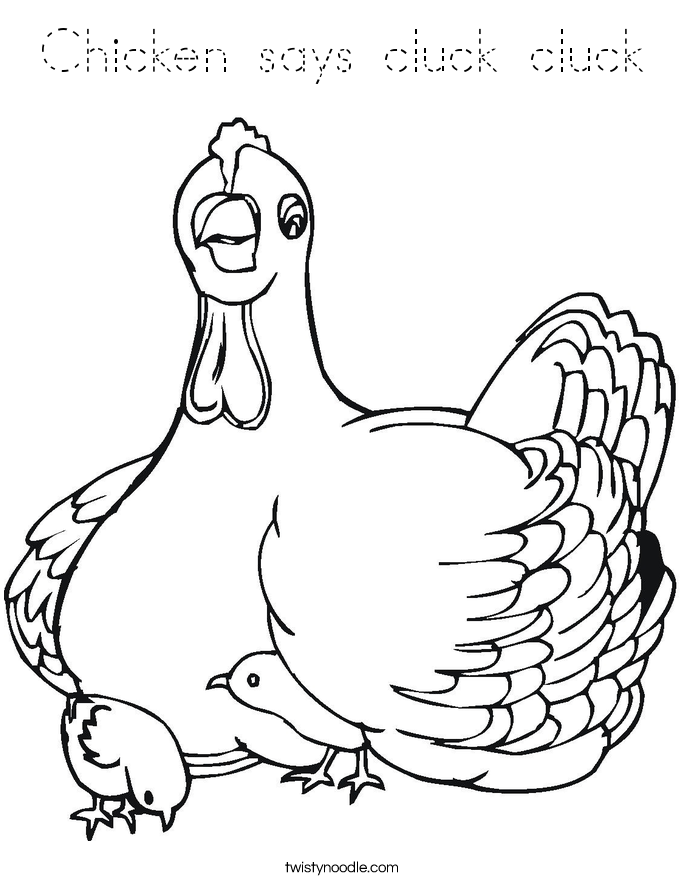 Chicken says cluck cluck Coloring Page