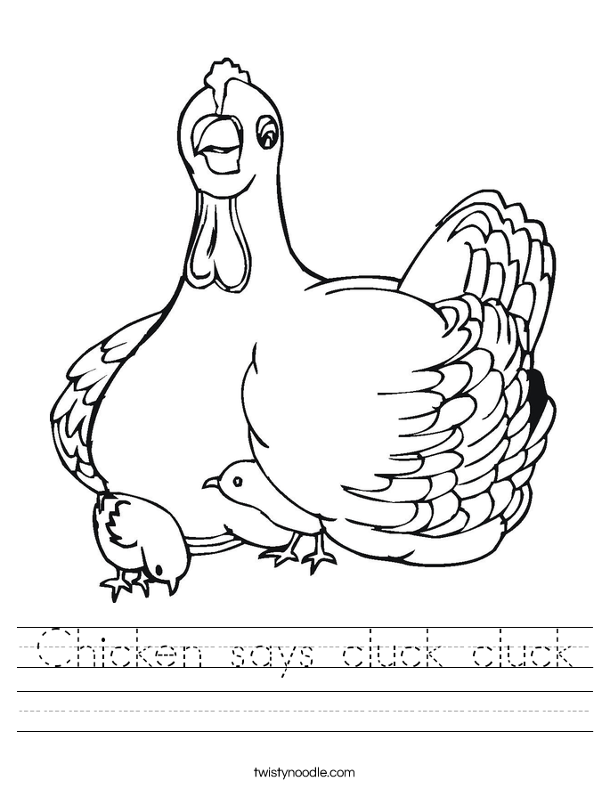 Chicken says cluck cluck Worksheet