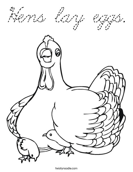 Chicken with Chicks Coloring Page
