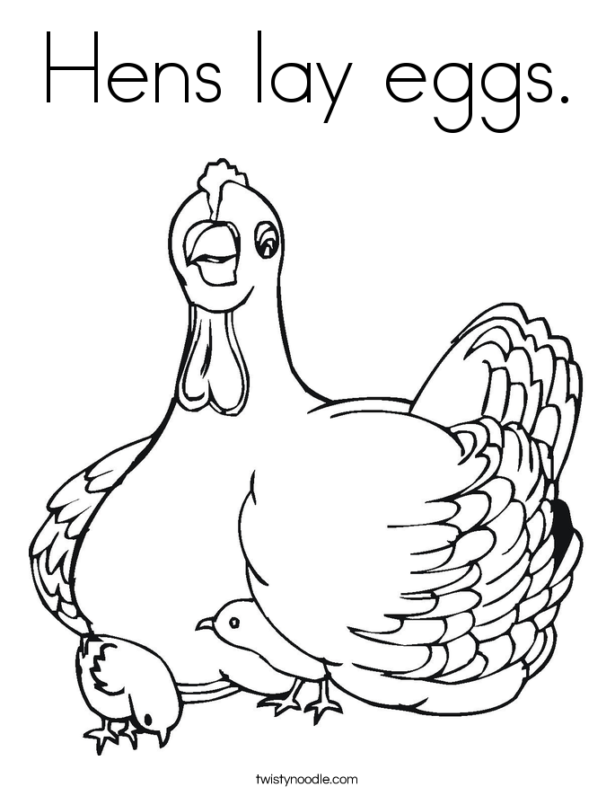 Hens lay eggs. Coloring Page