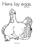 Hens lay eggs Coloring Page