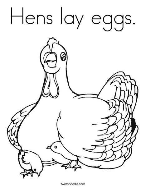 Chicken with Chicks Coloring Page