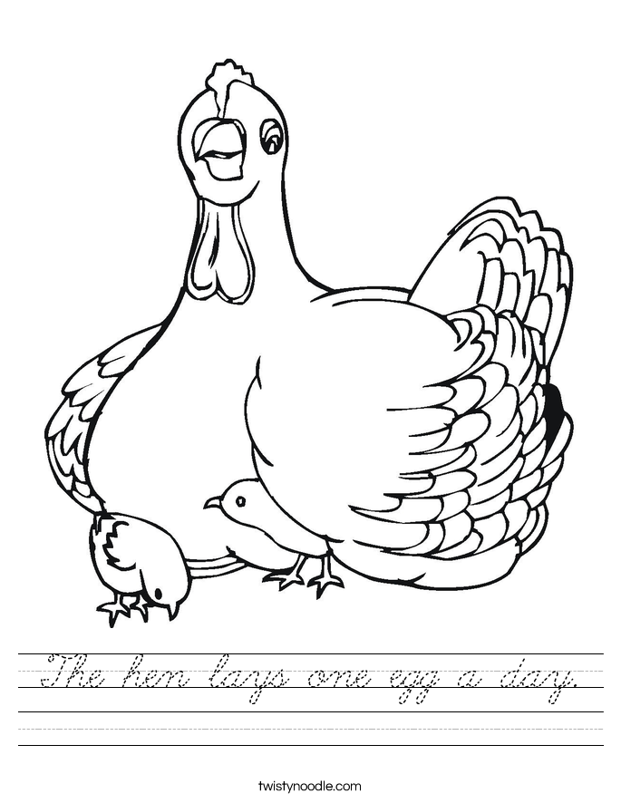 The hen lays one egg a day. Worksheet