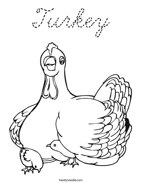 Chicken with Chicks Coloring Page