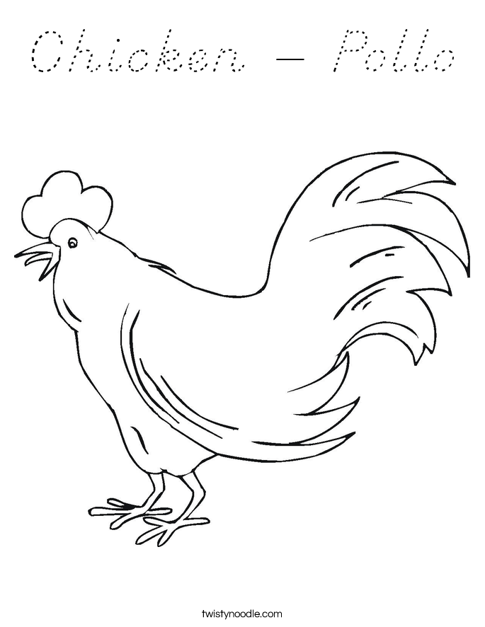 Chicken - Pollo Coloring Page