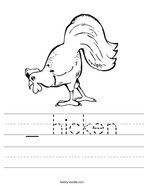 _ hicken Handwriting Sheet