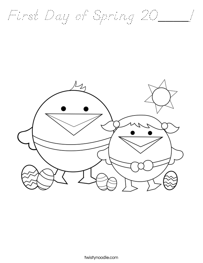 First Day of Spring 20____! Coloring Page