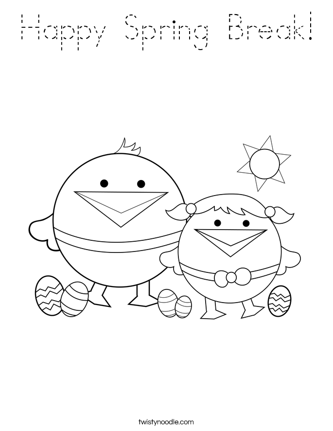 Happy Spring Break! Coloring Page