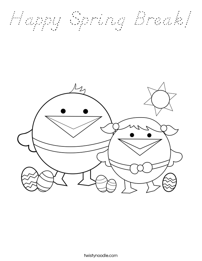 Happy Spring Break! Coloring Page