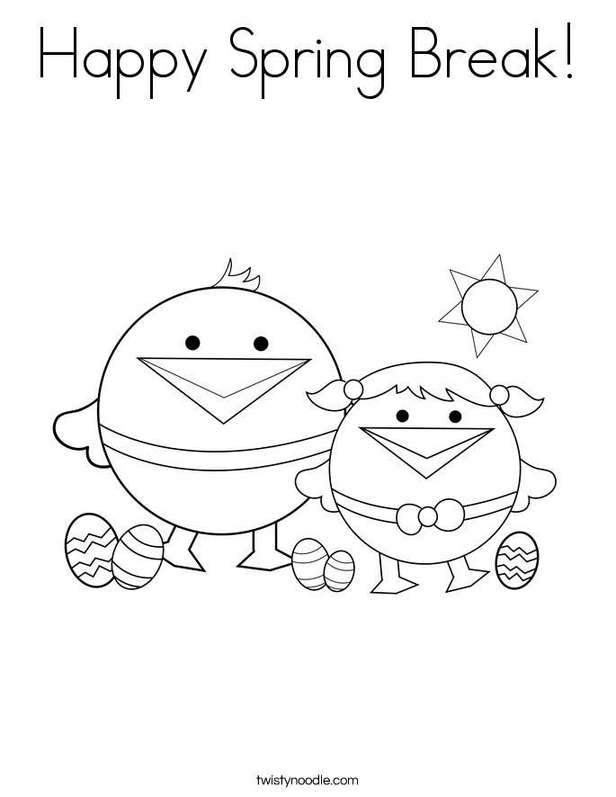 Happy Spring Break! Coloring Page