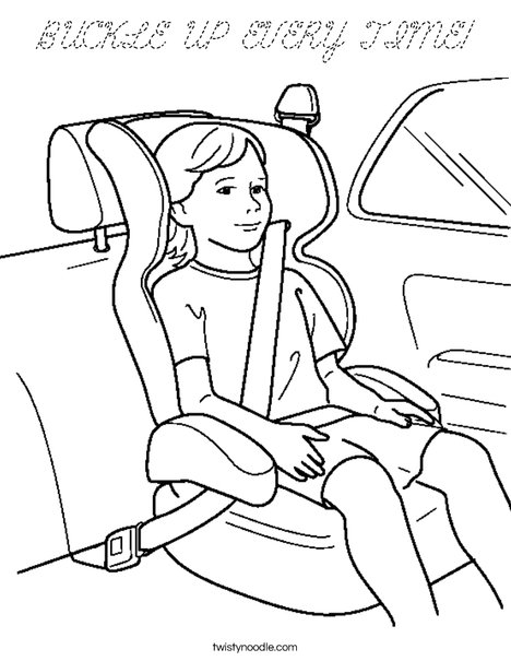 Child in Car Seat Coloring Page