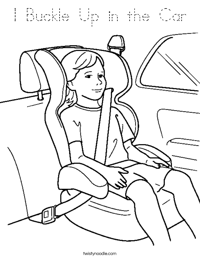 I Buckle Up in the Car Coloring Page