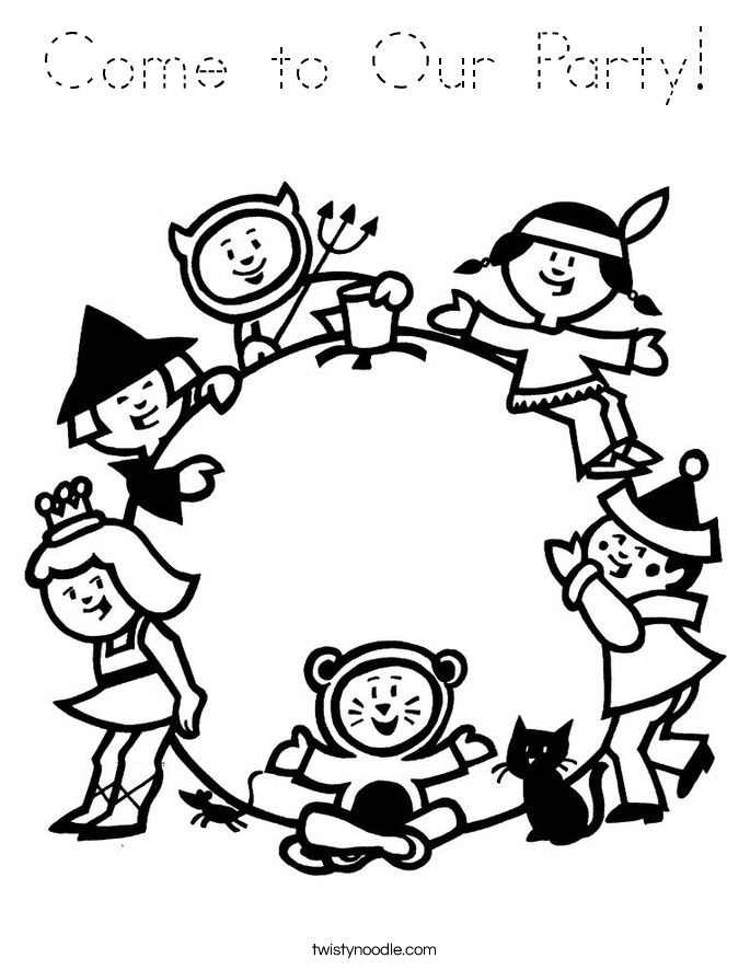 Come to Our Party! Coloring Page